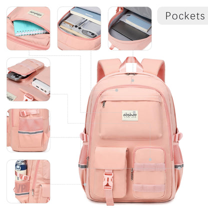 abshoo School Backpack for Girls Bookbag with Lunch Bag Teen Girls School Bag Travel Daypack (Peach Pink)
