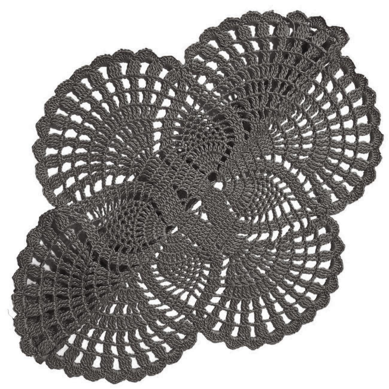 BOMHCS Handmade Crochet Lace Doily 15.5 inches to 17.5 inches Round 6 Petals Flower Placemats Coasters Vintage Doilies Vase Cup Mats (1 PC, Deep Grey)