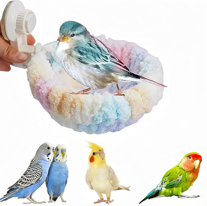 Warm Bird Nest Bed with Suction Cup Bird Snuggle Hut Breeding Bird House Plush Hanging Bird Bed for Parakeet, Conure, Budgie, Cockatiel, Lovebird, Finch, Hamster-Pink
