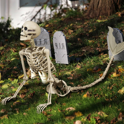 BEABOO 84Inches/7Ft Mermaid Halloween Life Size Skeleton Pose-N-Stay Posable Movable Joints Hanging for Halloween Decoration Decor Spooky Scene Party Favors