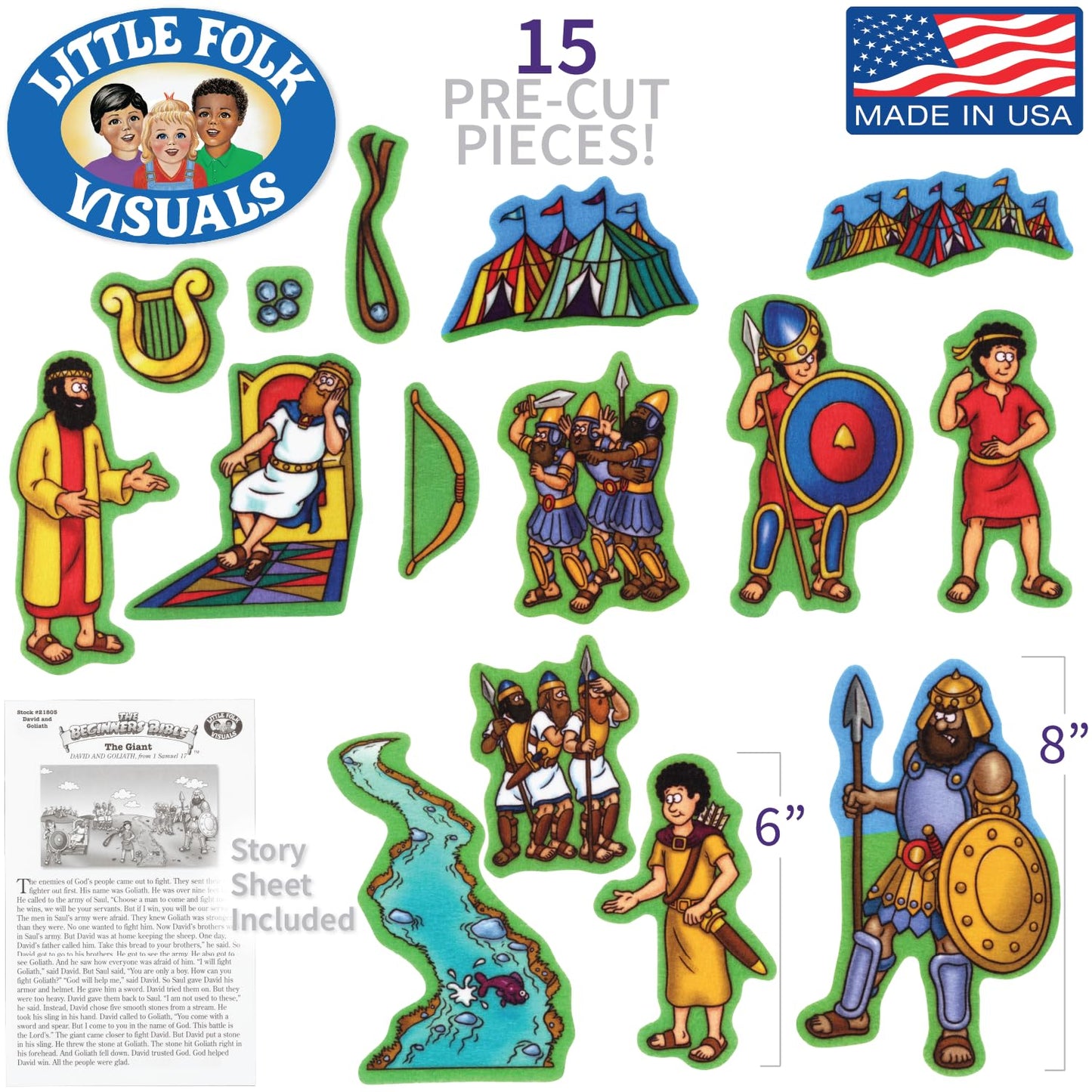 Little Folk Visuals Beginners Bible: David Precut Felt Pieces, 15 Pieces Set