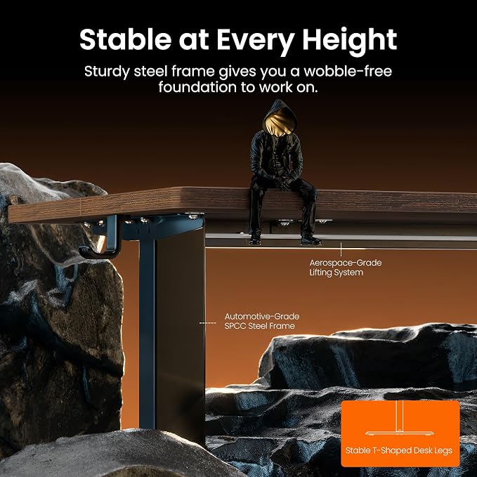 ErGear Height Adjustable Electric Standing Desk, 71 x 30 Inches Sit Stand up Desk, Memory Computer Home Office Desk, Dark Walnut