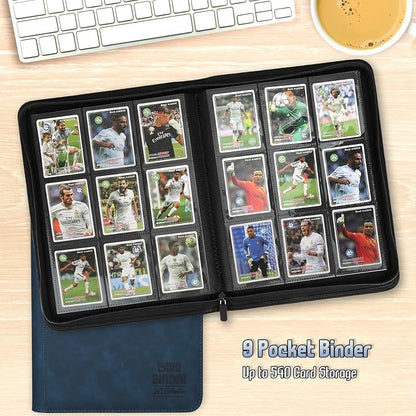 Trading Card Binder, Premium 9 Pocket Double Sided 540 Pocket PU Card Collection Binder, Collectible Trading Card Albums for MTG, TCG, Sport Card, Game Cards (Navy)