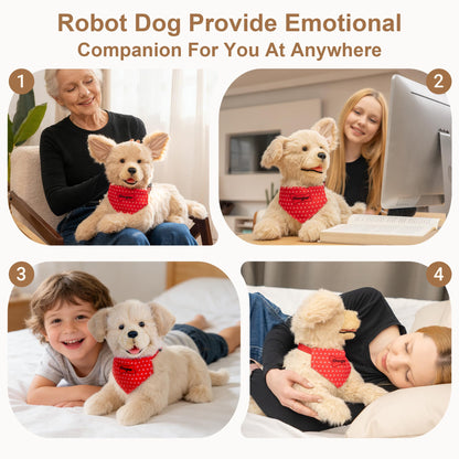 Chongker Interactive Companion Robot Dog Pets, Handmade Weighted Stuffed Animals, Cat Plush Toy with Voice Response, Realistic Heartbeat and Purring