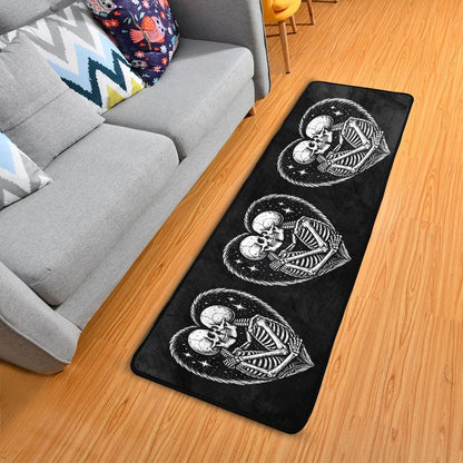 ALAZA Skull Skeleton Love Heart Black Runner Area Rug Non Slip Floor Mat for Hallway Entryway Living Room Bedroom Dorm Home Decor 72x24 inches