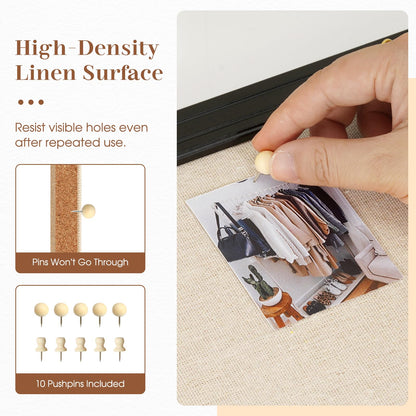 DOLLAR BOSS Linen Bulletin Board 36" x 24", Decorative Cork Boards for Walls with White Wood Frame, Premium Fabric Pin Board for Office, Home & School Room Decor, Black