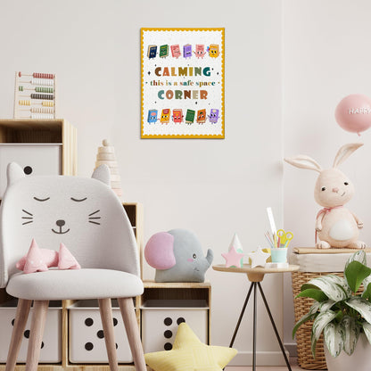 XINCEYWJ Boho Calming Corner Reading Classroom Wall Decor, Reading Nook Corner Decor, Nursery Toddler Office Canvas Art Prints Framed, Inspirational Wall Art for school Counseling Office, 11x14 In