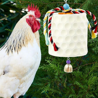 Oooct Large Chicken Chewing Toy, Chick Beak Grinding Calcium Stone with Bells, Chicken Coop Accessories, Cage Toys for Cockatiel Parakeet Parrot Budgies Rat Hamster Rabbit Bunny Green