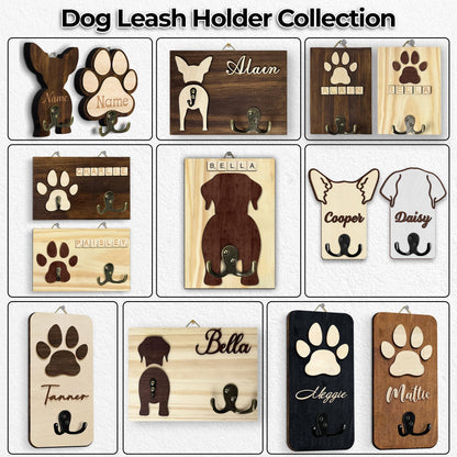 Labrador Retriever Dog Leash Holder Wall Mount with Scrabble Letters, Wooden Dog Wall Hook Organizer, Pet Collar and Harness Holder Entryway, Key Hook & Leash Rack, Home Decor for Pet Lovers PF297-48