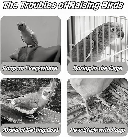 2 Pcs Bird Diapers Bird Harness Flight Suits Diapers with 80in Flying Leash Reusable Parrot Nappy with Waterproof Inner Layer for Cockatiel Budgie Conure Parakeet Lovebird-Dark&Light Blue