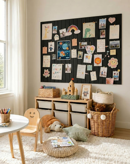 Aothia 12-Pack Felt Bulletin Board Tiles - 48x36 Modular Pin Board for Walls, 0.2" Thick Cork Board Alternative for Office & Classroom, 70 Adhesive Tabs & 40 Pushpins Included (Black)
