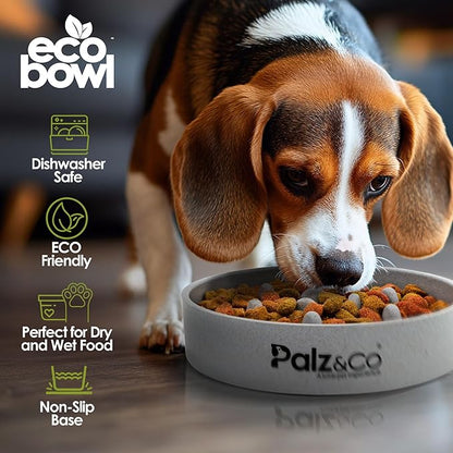 Palz&Co EcoBowl Slow Feeder for Dogs & Cats, 28 oz Gray - Natural Bamboo Puzzle Pet Bowl with Non-Slip Base for Slower Eating & Better Digestion, Dishwasher Safe