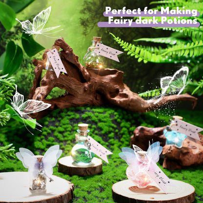 Jinei 174 Pieces Fairy Magic Potions Kit with 24 Magic Witch Potion Bottles Wing DIY Mystery Fairy Potion Making Kit for Halloween Christmas Party Decorations