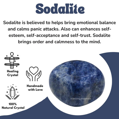 Amazing Gemstone Sodalite Crystals and Healing Stones Tumbled - 1 Oz Sodalite Stone Gem Stones, Natural Healing Stones for Energy Balance, Stress Relief - Polished Gems Rocks
