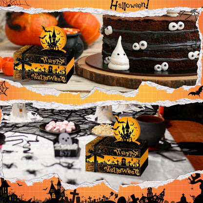 Culudea 4 Pcs Halloween Decorations for Home Castle Table Decor Halloween Bat Wooden Faux Book Stack Sign Tiered Tray Decor Spooky Centerpiece for Home Shelf Mantel Entryway Office Party