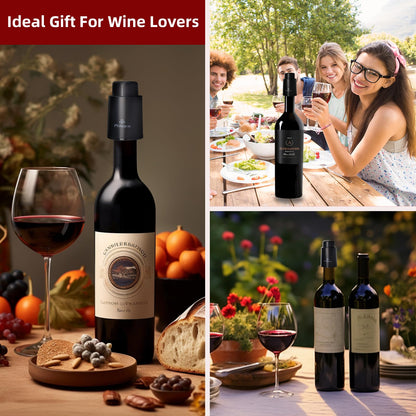 3 PACK Wine Bottle Stoppers, Philorn Vacuum Wine Stoppers - Saver Toppers for Wine Bottles, Reusable Wine Cork Cover Keep Wine Fresh after Opening, Real Vacuum Pump Wine Keeper Cap Preserver - Gifts