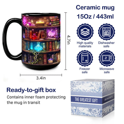 Magic Book Mug Gifts for Book Lovers, Reading mug Gift for Women Readers Librarians, Fantasy Fans, Bookworm gift for Writers on Birthday, Novelty library Coffee mugs, Funny Bookish mug gifts(15oz)-14