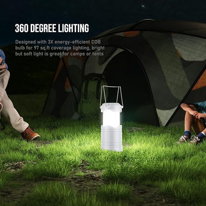 Lichamp LED Camping Lantern, 4 Pack Battery Powered Flashlight for Power Outages, Portable Collapsible Hanging Light Essential for Home, Outdoor, Emergency Lamp Survival Kit Gear for Hurricane, B4LW