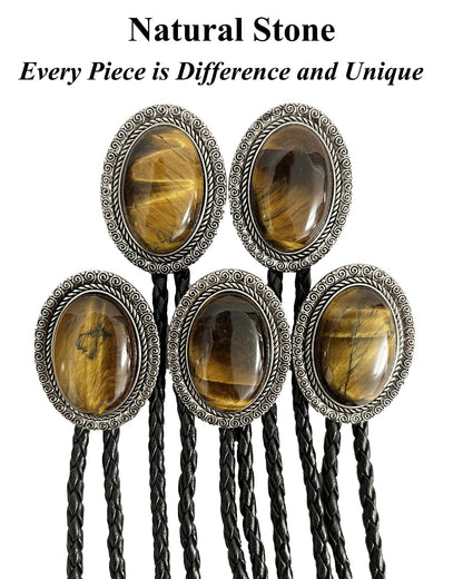 Jeilwiy Bolo Tie Real Stone Tigers Eye Bolo Tie Bolero Ties Men Cowboy Neck Tie Bolo Necklace Cowboy Necktie Mens Bolo Ties Western