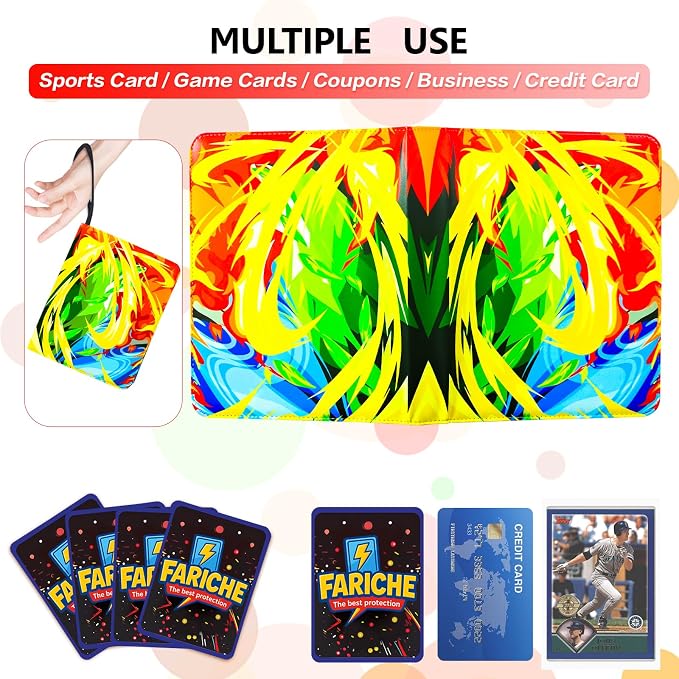 Trading Card Binder for TCG Cards, 4-Pocket Portable Card Collector Ablum Holder Book Fits 400 Cards with 50 Removable Sleeve, Waterproof BKM Card Binder Display Storage Carrying Cases for TCG-Storm