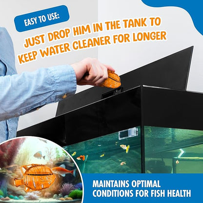 Clarence the Clarifier Fish - 1 pk, Orange - Aquarium Treatment, Clear Cloudy Fresh-Saltwater, Fish-Plant Safe, 10gal Tank Maintenance Each