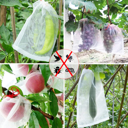 50Pcs 18"x12" Kikhope Fruit Protection Bags, Garden Netting Bags with Drawstring, Fruit Netting Bags, Fruit Tree Bags, Netting Barrier Bags for Protecting Fruits and Vegetables
