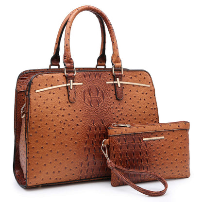 Women Handbag Wallet Tote Shoulder Hobo Bag Top Handle Satchel Purse Set 2pcs with 3 Compartments