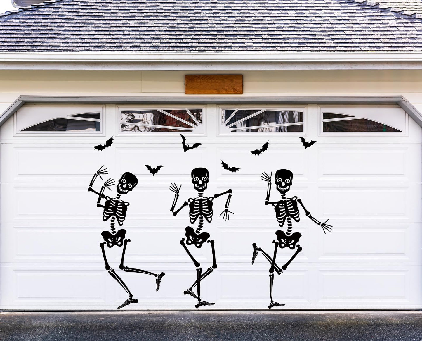 JarThenaAMCS 31Pcs Halloween Garage Decoration Magnet Stickers Black Dancing Skeleton Bat Refrigerator Decals for Home Party Room Garage Door Car