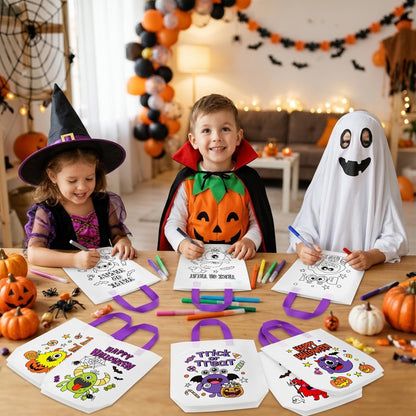24Pcs Halloween Monster Coloring Goodies Bags for Kids DIY Party Supplies