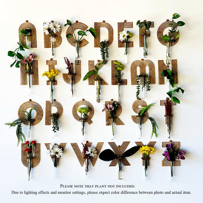 Home Letter Wall Propagation Planters Test Tubes Wall Decor for Hanging Plants Clear Water Plant Vase Brown Wood Water Propagation Station 4 Pack