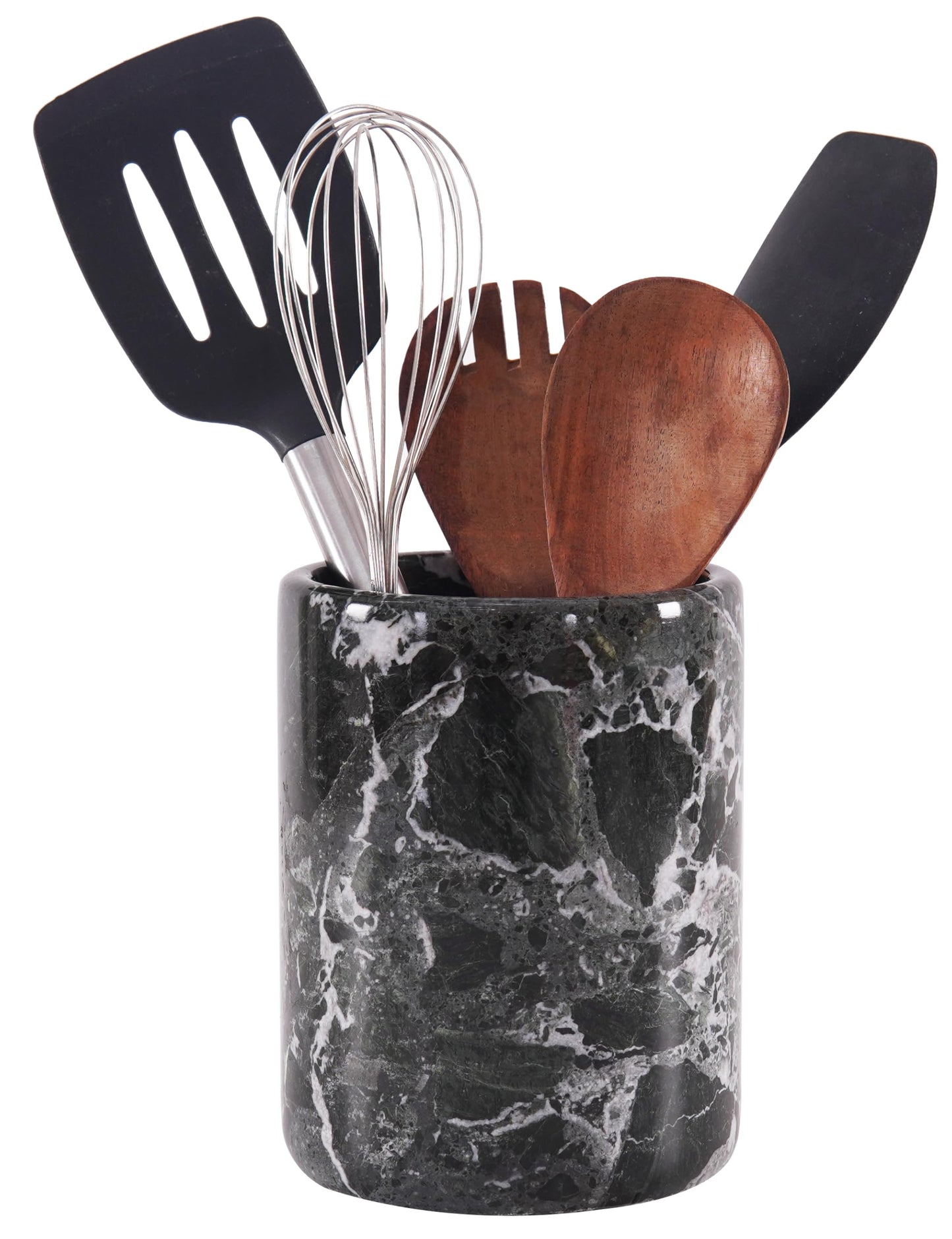 Radicaln Marble Utensil Holder 6.5" Inches Black Handmade Spatula Set for Kitchen Counter, Cooking Utensils Jar & Kitchen Essentials Organizer, Ideal Utensil Caddy & Spoons Holder