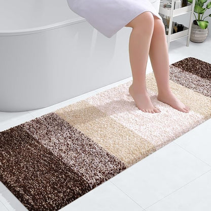 OLANLY Bathroom Runner Rugs Mat 59x20, Extra Soft Absorbent Microfiber Bath Rugs, Rubber Backing, Quick Dry, Washable Long Bath Mats for Bathroom Floor, Tub and Shower, Home Decor Accessories, Brown