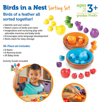 Learning Resources Birds in a Nest Sorting Set - 36 Pieces, Ages 3+ Toddler Learning Toys, Educational Toys for Toddlers