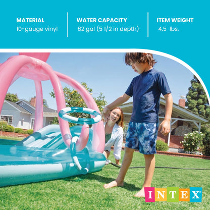 INTEX Friendly Octopus Inflatable Kiddie Pool: Inflatable Kids Pool with Water Sprayer and Slide – Splash Pad – 92" x 72" x 59" – Ages 3+