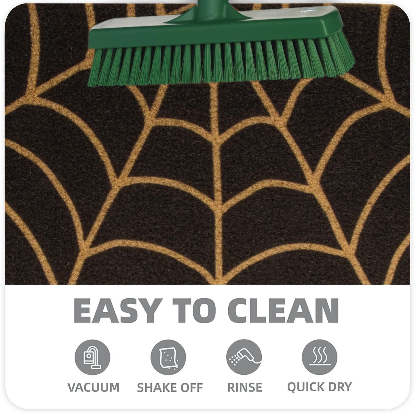 KorhLeoh Spider-Web Welcome Doormat Outdoor-Entrance - Half-Circle-Door-Mat Non-Slip Dark Artifical Coir Mats Halloween Decor 17"x29"