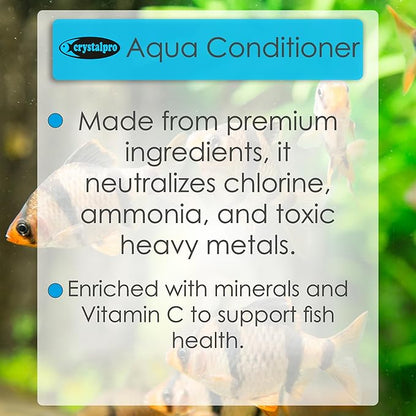 Crystalpro Aqua Conditioner - Treats 1250 Gallons - Aquarium Water Conditioner - Neutralizes Chlorine and Ammonia 4.2 Oz