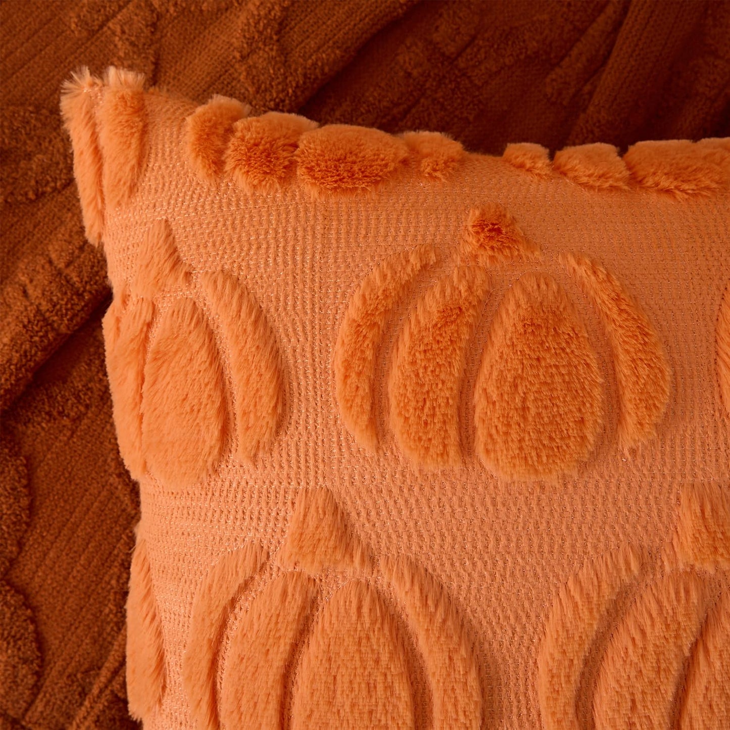 UGASA Fall Pumpkins 14x36 Inch Pillow Cover Pack of 1 Soft Plush Faux Wool Fur Large Long Rectangle Lumbar Cushion Cover Autumn Halloween Home Decor for Couch Sofa Chair Bed, Orange