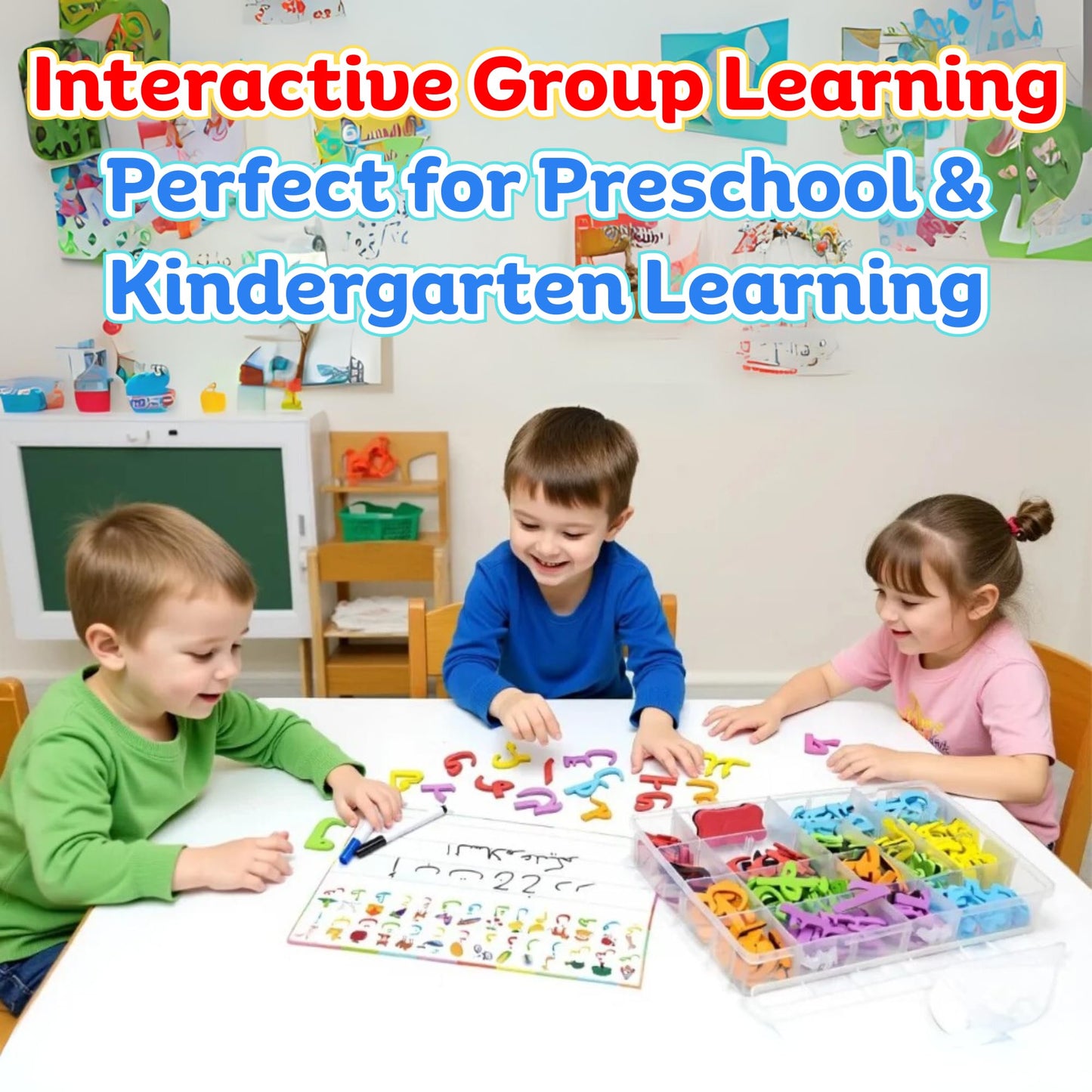 Arabic Magnetic Letters Kit – 378 Pcs Educational Alphabet Learning Set with Dry-Erase Board, Arabic Flash Cards, Markers & Eraser – Montessori Toy for Kids, Toddlers & Teachers