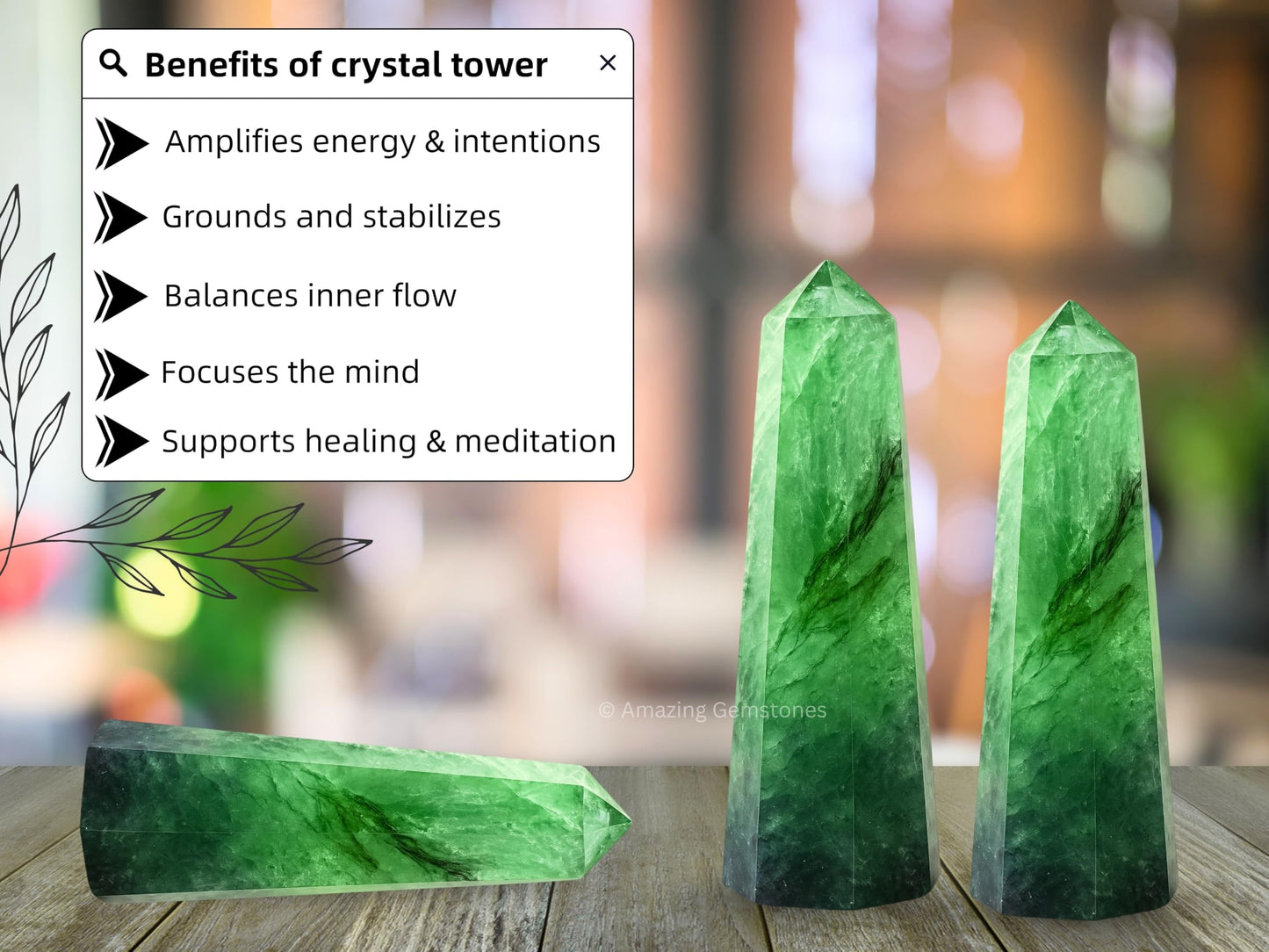 Amazing Gemstone Green Fluorite Crystal Towers - Natural Healing Crystal Point Obelisk for Reiki Healing and Crystal Grid (3" to 4" INCH)