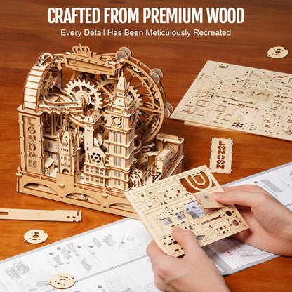 ROKR 3D Wooden Puzzles for Adults,Marble Travel London,431Piece 3D Puzzles,Marble Run Gift for Adults