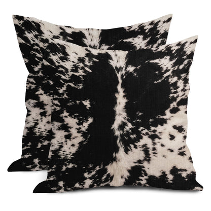 Cowhide Print Pillow Covers 20X20 Inch Black White Cow Spots Decorative Square Pillow Cases Set of 2 Farmhouse Western Home Decor Cotton Linen Throw Pillows For Bedroom Sofa Couch Porch Outdoor