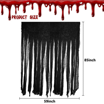 Sfcddtlg 2 Pcs Halloween Black Doorway Curtain- 85 x 59 Inch Extra Large Creepy Door Curtain Decorations- Scary Spooky Cloth for Halloween Party Haunted House Decoration