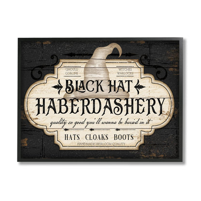 Stupell Industries Black Hat Haberdashery Halloween Sign Spooky Heirloom Quality