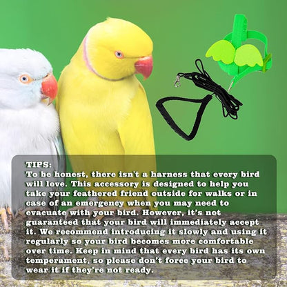 Adjustable Bird Leashes and Harnesses, Bird Nylon Harness with Cute Wing for Parrots, Pet Bird Accessories, Bird Leash for Hang Out, Suitable for Cockatiel, Quaker, Amazon Parrot and Same Size Birds