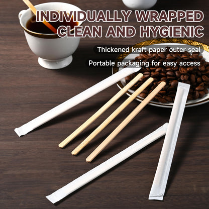 VIWIK Individually Wrapped Bamboo Stirrers, 500 Pack Natural Bamboo Coffee Stir Sticks (5.5 Inch), Disposable Drink Stirrers for Home, Office, Coffee Shop, Bar & Restaurant