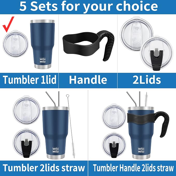 WETOWETO 30oz Tumbler with Lid, Stainless Steel Vacuum Insulated Water Coffee Tumbler, Double Wall Powder Coated Travel Mug Thermal Cup for Home Outdoor (Navy Blue, 1 Pack)