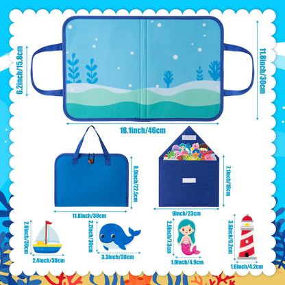 WATINC Travel Felt Board Story Set - 25PCS Portable Felt Board Educational Birthday Gift for Boy Girl Toddler, Under The Sea Storytelling Preschool Early Learning Interactive Play Kit (Ocean Animals)