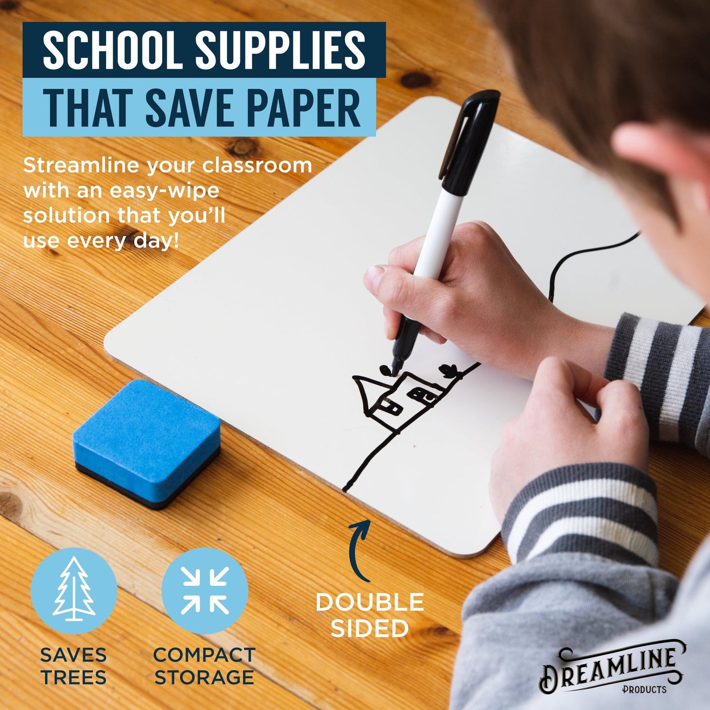 Dry Erase Lapboards Student Pack of 30 | 9 x 12 inch Double Sided White Boards (Plus Accessories) | Small Mini White Dry Erase Boards for Students Whiteboards, Teacher Supplies, Classroom
