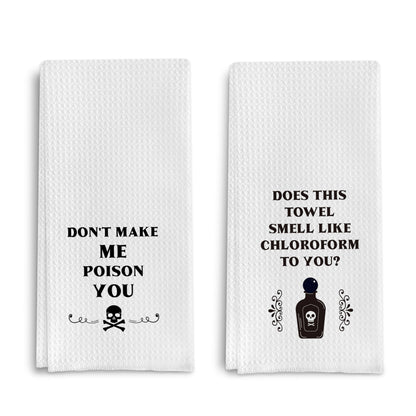 Qpenm Funny Kitchen Towels - Set of 2, Dish Towels with Saying, Tea Towels, Kitchen Decor, Housewarming Gifts, Black