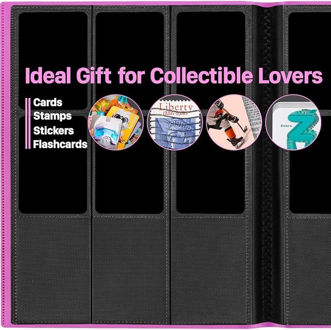 【2026】Trading Card Binder 9 Pocket, Premium Sports Collection Binder Game Cards Book with Sleeves Side Loading, Anti-open Strap Double Sided Waterproof 360 Card Folder